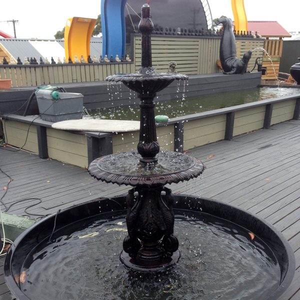 OUTDOOR WATER FEATURE - Cast Iron 2 tier Kimberly Heron fountain