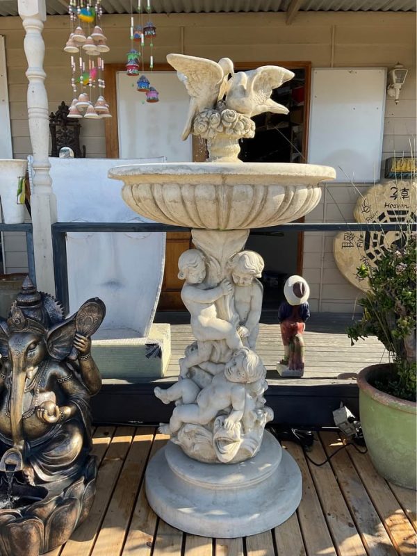 OUTDOOR WATER FEATURE - Cherub and Doves Fountain